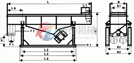 直線振動篩外形尺寸示意圖
